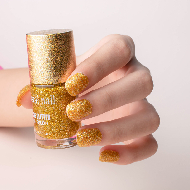Nail Polish Baking-Free Cross-Border 15ml Quick-Drying Non-Peelable Long-Lasting Gold Sand Nail Polish 12-Color Nail Polish Set