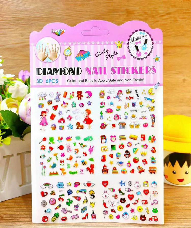 Children's Cute Cartoon Princess Mermaid Nail Sticker All-in-One Large Sheet Diamond Sticker Toy Girl Nail Rhinestone-Sticking