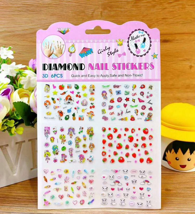 Children's Cute Cartoon Princess Mermaid Nail Sticker All-in-One Large Sheet Diamond Sticker Toy Girl Nail Rhinestone-Sticking
