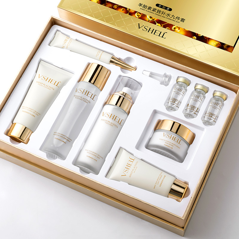 Zhibei Popular Sheep Placenta Firming Anti-Wrinkle Nine-Piece Set Skin Care Cosmetics Hydrating Beauty Salon Facial Kit