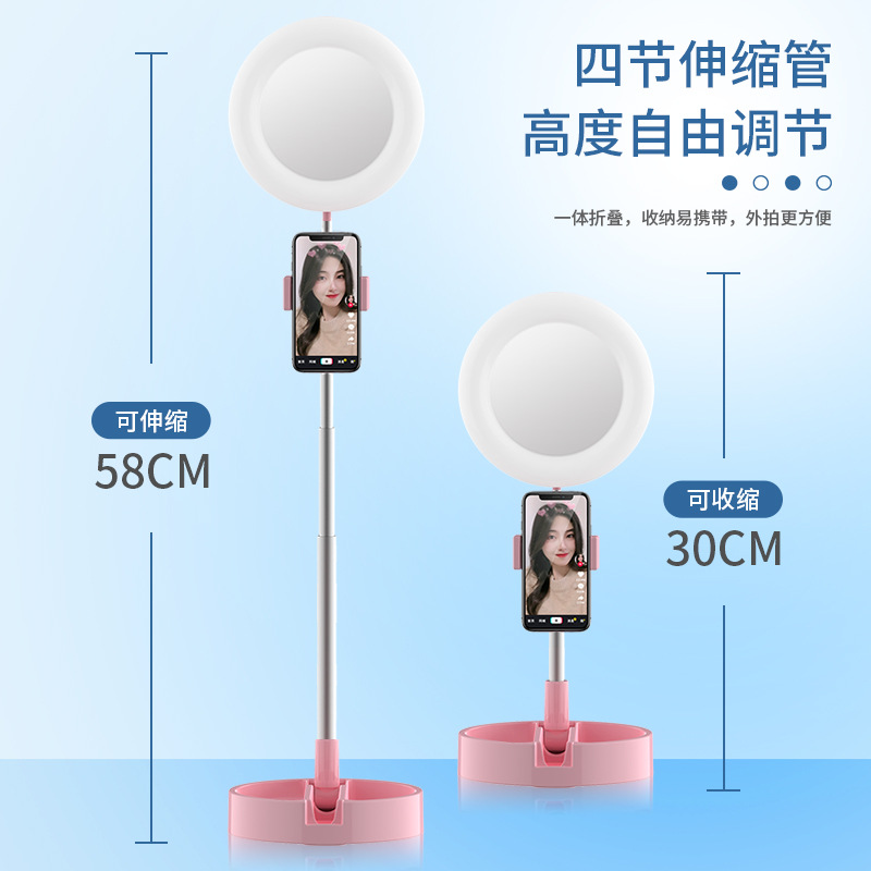 New Phone Stand for Live Streaming Led Fill Light Makeup Mirror Douyin Online Influencer Anchor Desktop Photography Bracket Artifact