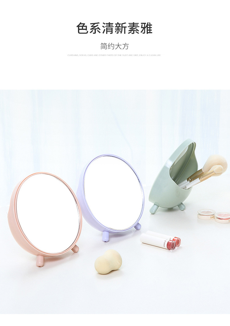 Small round mirror with Storage desk Simple Dressing Mirror Round Portable Student Makeup Mirror Princess Small round mirror with Storage desk Simple Dressing Mirror Round Portable Student Makeup Mirror Princess