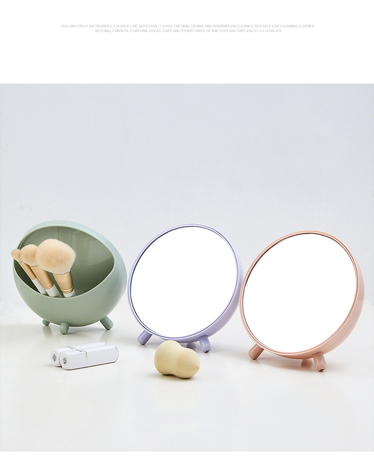 Small round mirror with Storage desk Simple Dressing Mirror Round Portable Student Makeup Mirror Princess Small round mirror with Storage desk Simple Dressing Mirror Round Portable Student Makeup Mirror Princess