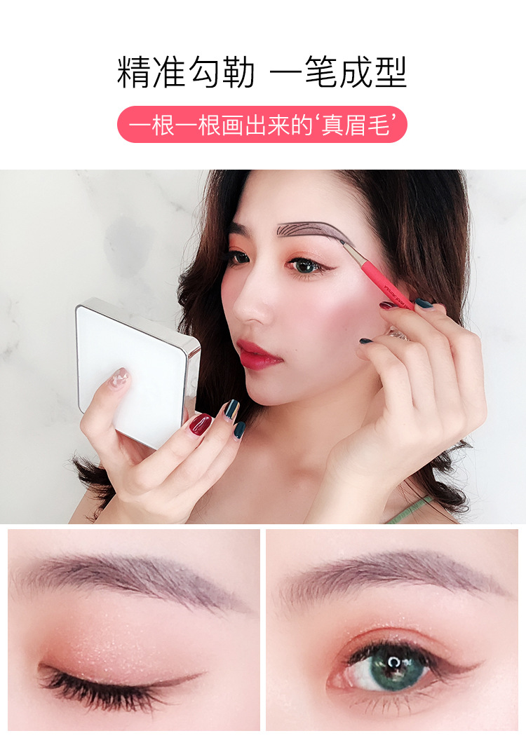 GECOMO Thrush Gadget Automatic Rotating Double Head Eyebrow Pencil Free Eyebrow Stencil + Three Replacement Refill Waterproof Not Smudge