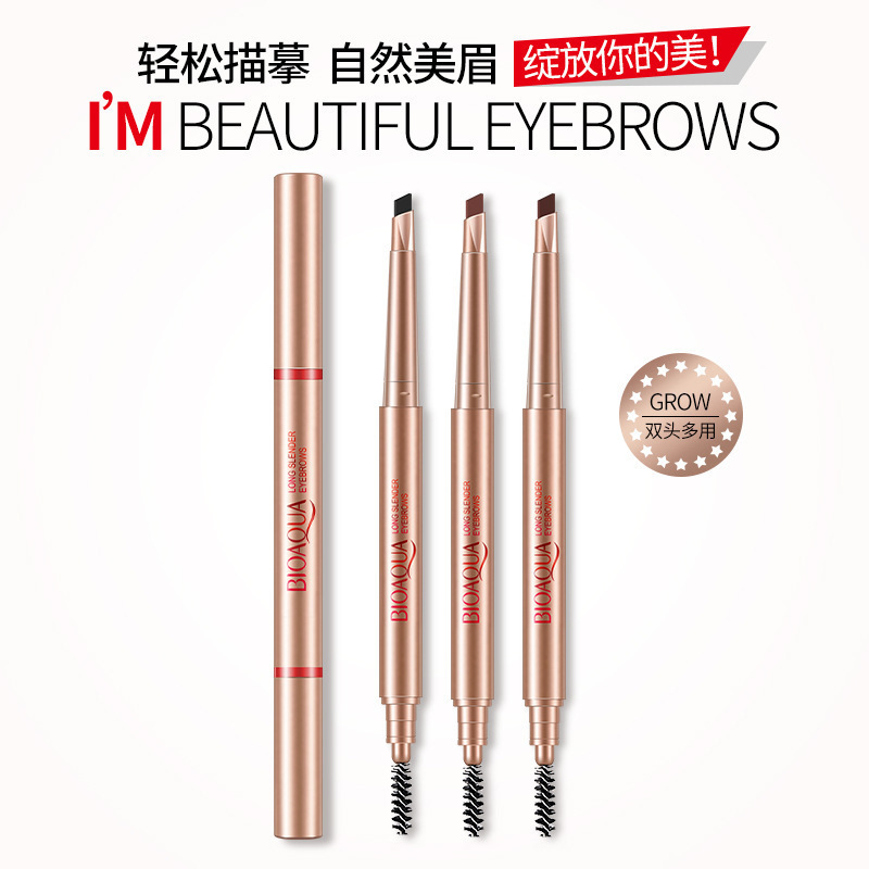 Bioaqua Double-Headed Multi-Purpose Shaping Eyebrow Pencil Thrush Easy to Color Makeup Tools Cosmetic Brush Rotate Eyebrow Pencil Eyebrow Pencil