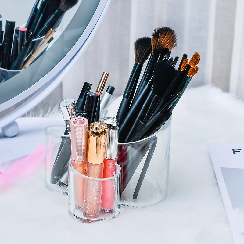 Factory Direct Sales Korean Column Makeup Brush Storage Bucket Eyebrow Pencil Comb Finishing Signature Desk Pen Holder Decoration