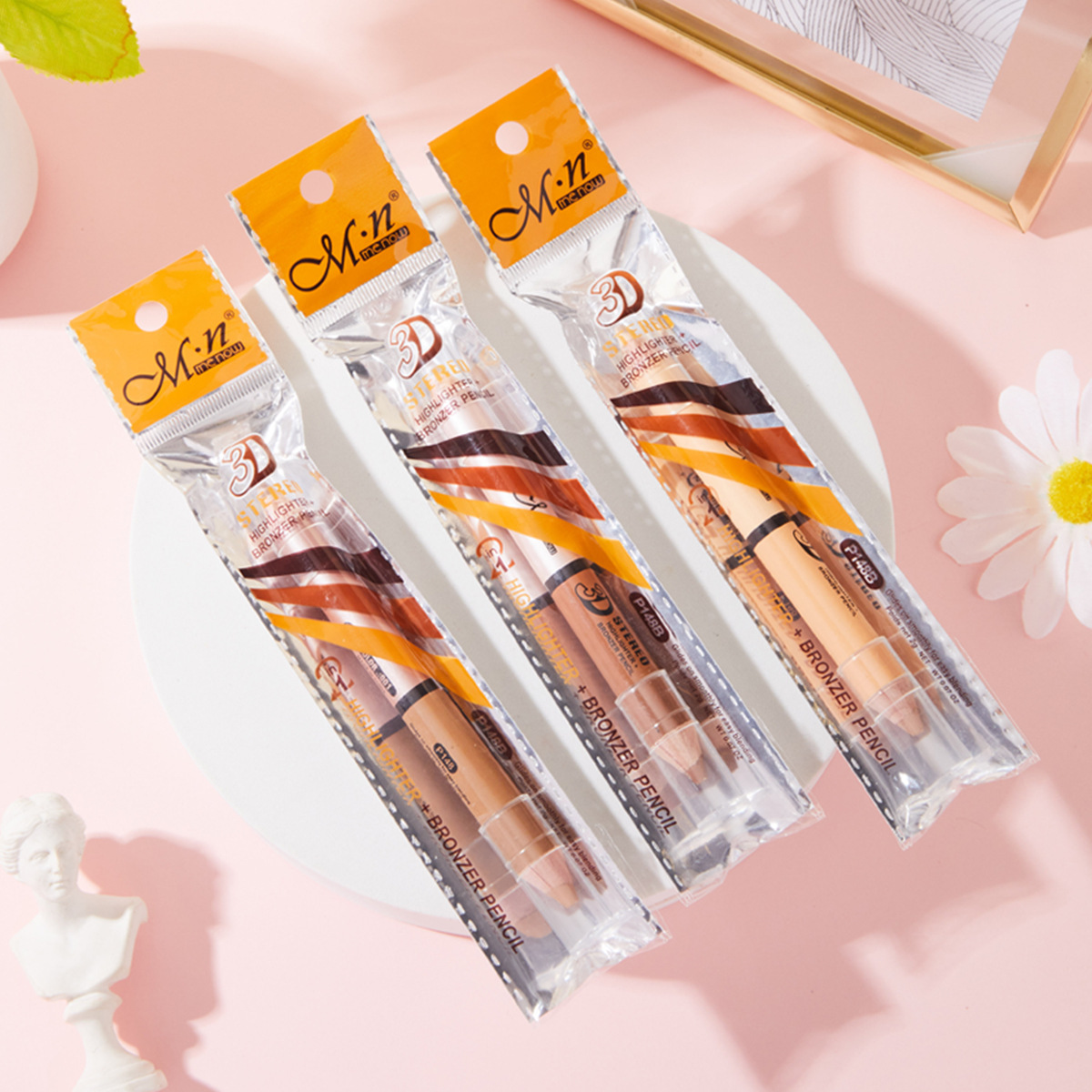 Cross-Border Makeup Menow Miele Double-Headed Repair Highlight Concealer Pen Affordable Student Female Brightening Eye Eye Shadow Pen