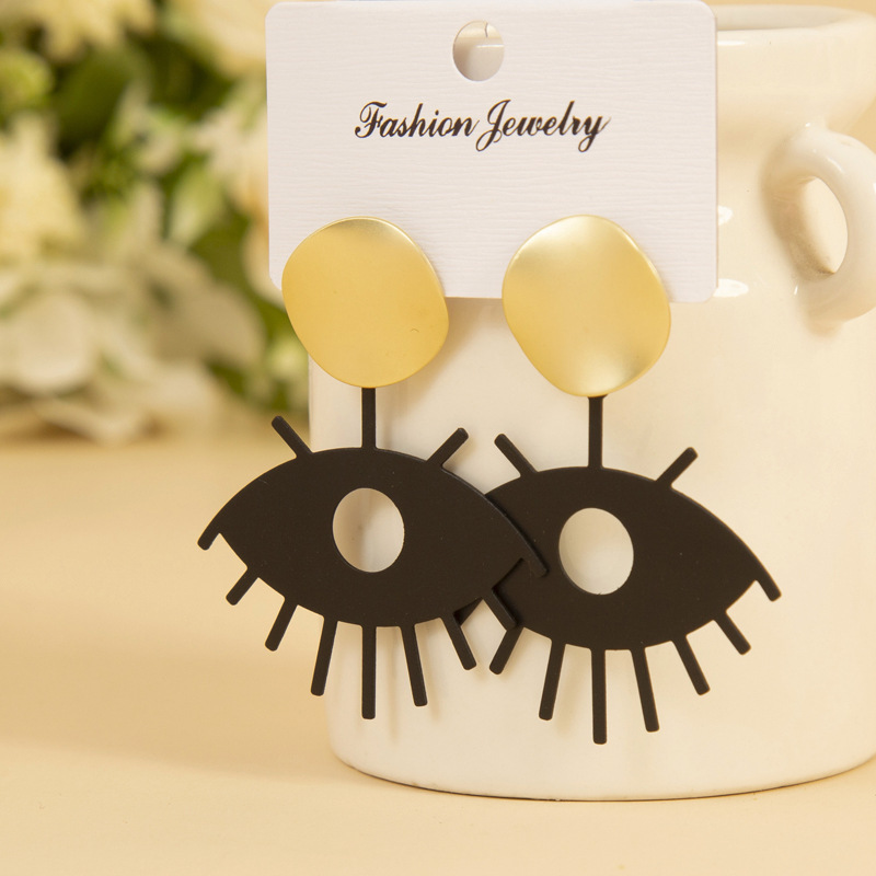 European and American Retro Elegant Earrings Contrast Color Earrings Hollow Eye Eyelashes Ear Rings Ins Style Earrings Cross-Border Hot Sale European and American Retro Elegant Earrings Contrast Color Earrings Hollow Eye Eyelashes Ear Rings Ins Style Earrings Cross-Border Hot Sale