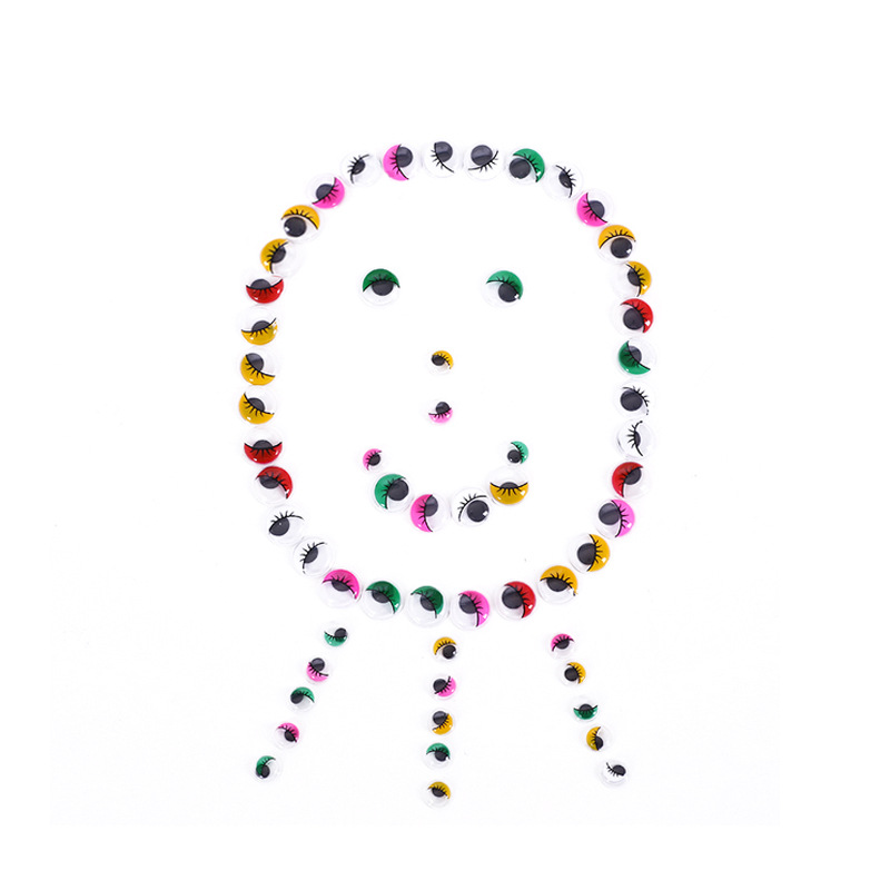 Colorful Plastic Moving Eyes with Adhesive Creative Handmade DIY Eyelashes with Eyeballs Stickers Black and White Eyes Clay Accessories