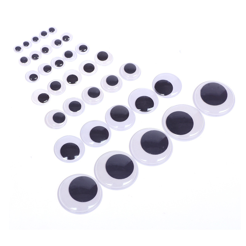 Colorful Plastic Moving Eyes with Adhesive Creative Handmade DIY Eyelashes with Eyeballs Stickers Black and White Eyes Clay Accessories