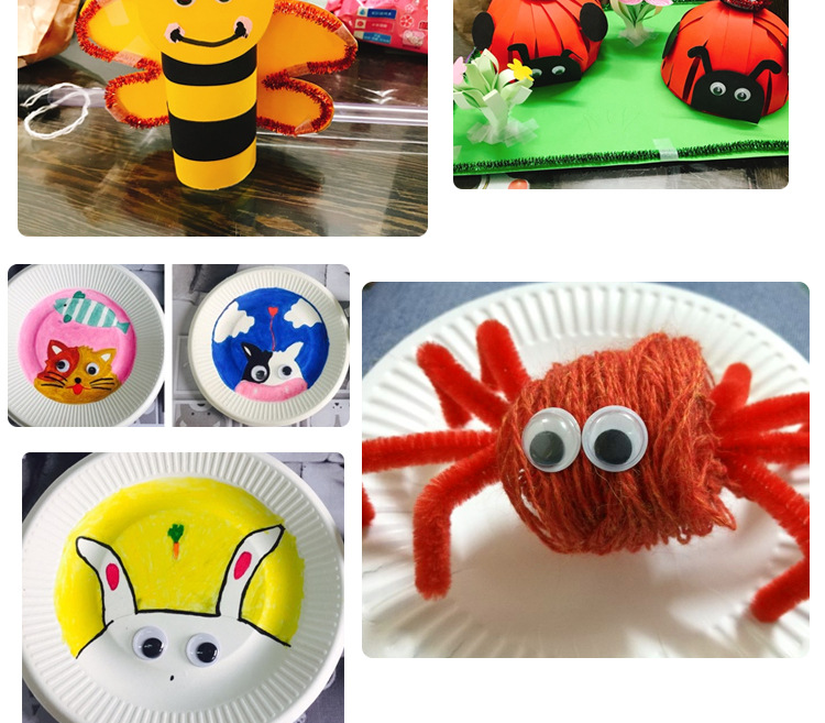 Colorful Plastic Moving Eyes with Adhesive Creative Handmade DIY Eyelashes with Eyeballs Stickers Black and White Eyes Clay Accessories