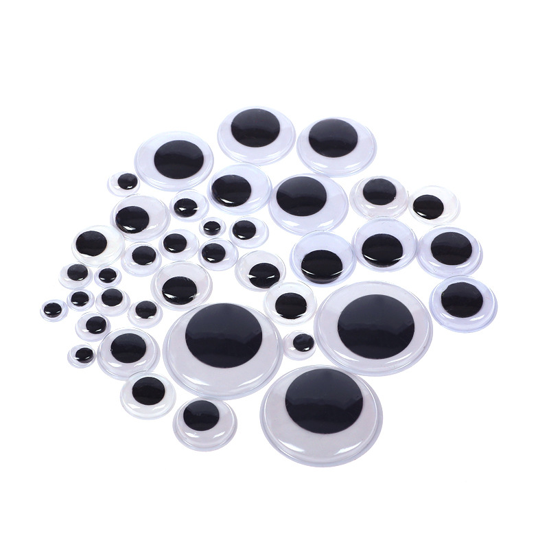 Color Plastic Moving Eyes with Adhesive Creative Handmade DIY with Eyelashes Eye Beads Stickers Black and White Eye Clay Accessories
