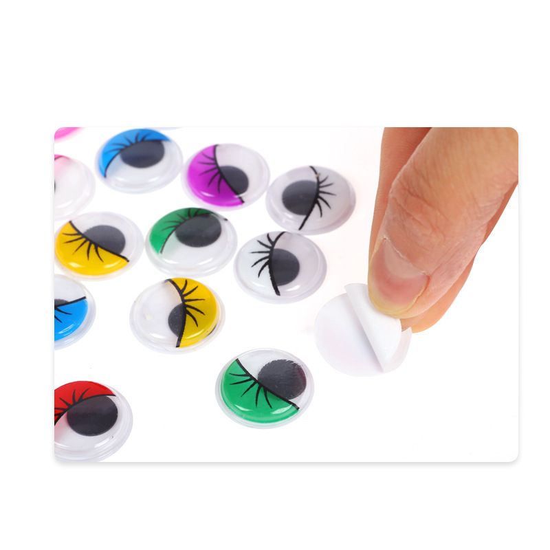 Color Plastic Moving Eyes with Adhesive Creative Handmade DIY with Eyelashes Eye Beads Stickers Black and White Eye Clay Accessories