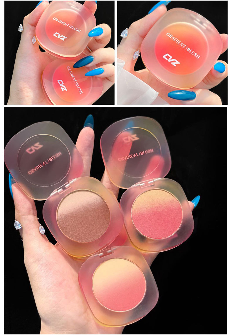 CVZ Gradient Pink Two-Tone Blush Nude Makeup Natural Good Look Blusher Plate Three-Dimensional Repair Female Student Makeup Rouge