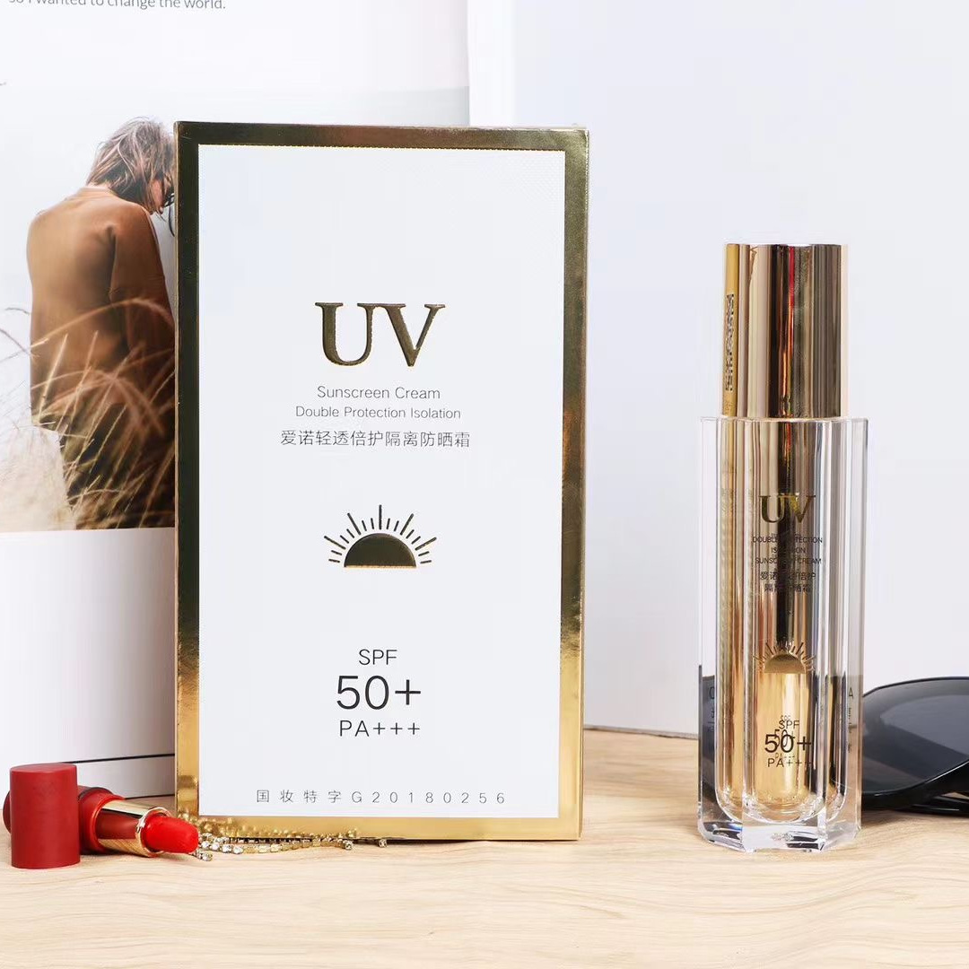 Ainuo Light Transparent Double Protection Isolation Sunscreen Lotion Cream 40ml Preserve Moisture and Nurture Skin Sweat-Proof UV Protection SPF50 Sunscreen Lotion