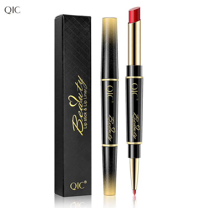 QIC Lipstick Lip Liner Double-Headed Two-in-One Live Broadcast Internet Famous Recommended Makeup Rotating Lip Liner Delineating Painting Lipstick