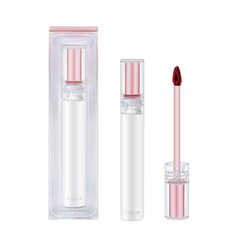 SHEDELLA Water Light Mirror Lip Lacquer Long-Lasting Moisturizing Non-Fading Film Forming No Stain on Cup Lipstick Fruit Flavor Lip Gloss Makeup