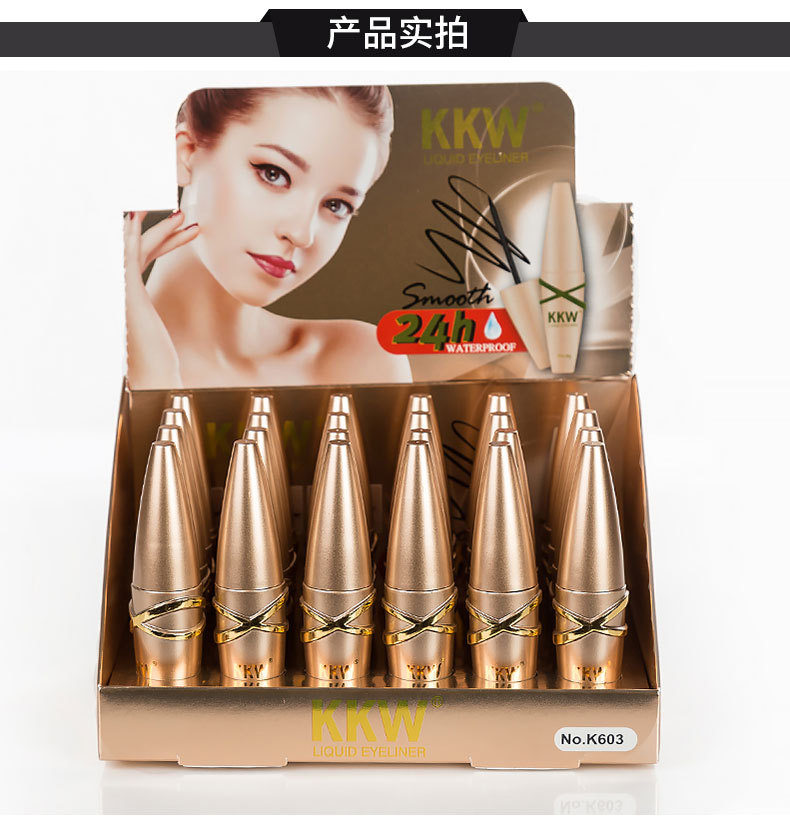 KKW quick dry cool black liquid soft head eyeliner liquid durable waterproof non - dye eyeliner liquid pen domestic cosmetics KKW quick dry cool black liquid soft head eyeliner liquid durable waterproof non - dye eyeliner liquid pen domestic cosmetics