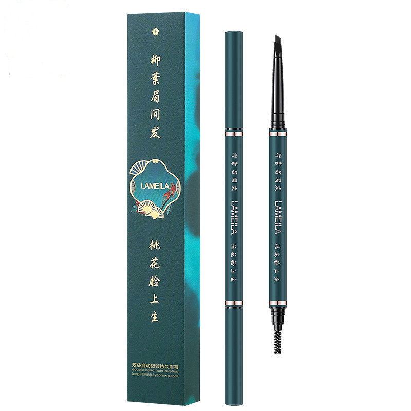 Huaxizi Same Style Double-Headed Automatically Rotate Eyebrow Pencil Discoloration Resistant Natural Fine-Headed Eyebrow Pencil Eyeliner Factory Direct Supply