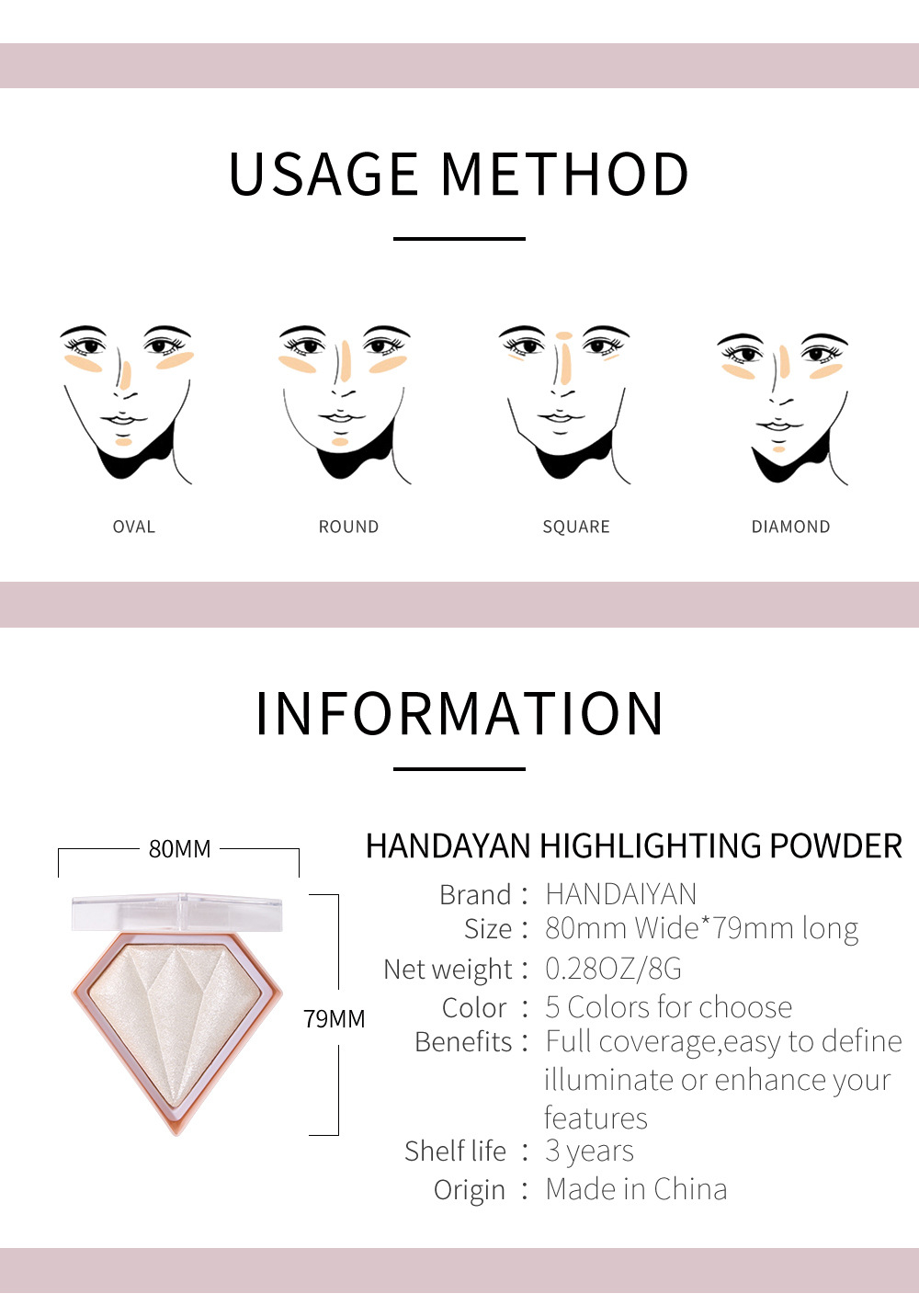 Handaiyan Han Daiyan Diamond Highlight Powder Brightening Skin Color Repair Glitter Nose Shadow Modification Three-Dimensional Brightening Handaiyan Han Daiyan Diamond Highlight Powder Brightening Skin Color Repair Glitter Nose Shadow Modification Three-Dimensional Brightening