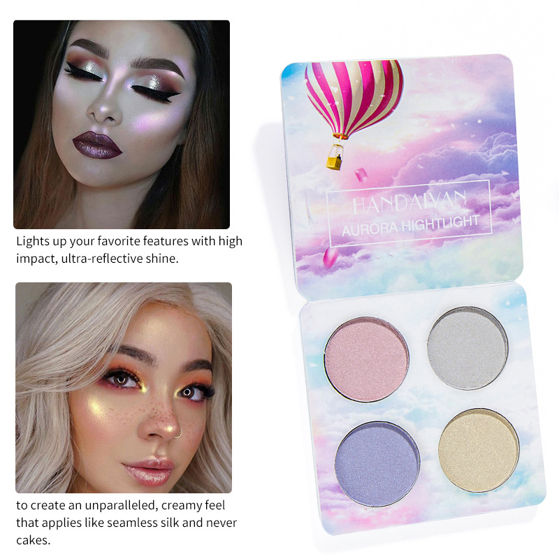 Handaiyan Four-Color Highlighting Powder Eye Shadow Plate Chameleon Highlight Powder Repair Eye Shadow Plate Polarized Repair