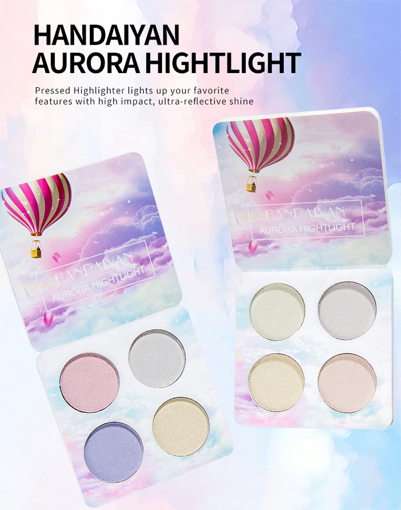 Handaiyan Four-Color Highlighting Powder Eye Shadow Plate Chameleon Highlight Powder Repair Eye Shadow Plate Polarized Repair