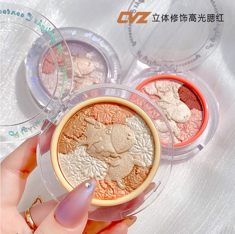 CVZ Unicorn 4-Color Highlight Repair Blusher Plate Nose Shadow Pearlescent Highlight Champagne Gold Three-Dimensional Repair Highlight Powder CVZ Unicorn 4-Color Highlight Repair Blusher Plate Nose Shadow Pearlescent Highlight Champagne Gold Three-Dimensional Repair Highlight Powder