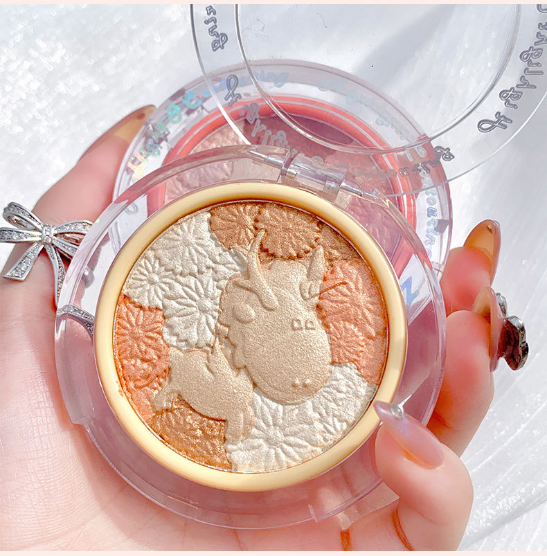 CVZ Unicorn 4-Color Highlight Repair Blusher Plate Nose Shadow Pearlescent Highlight Champagne Gold Three-Dimensional Repair Highlight Powder CVZ Unicorn 4-Color Highlight Repair Blusher Plate Nose Shadow Pearlescent Highlight Champagne Gold Three-Dimensional Repair Highlight Powder