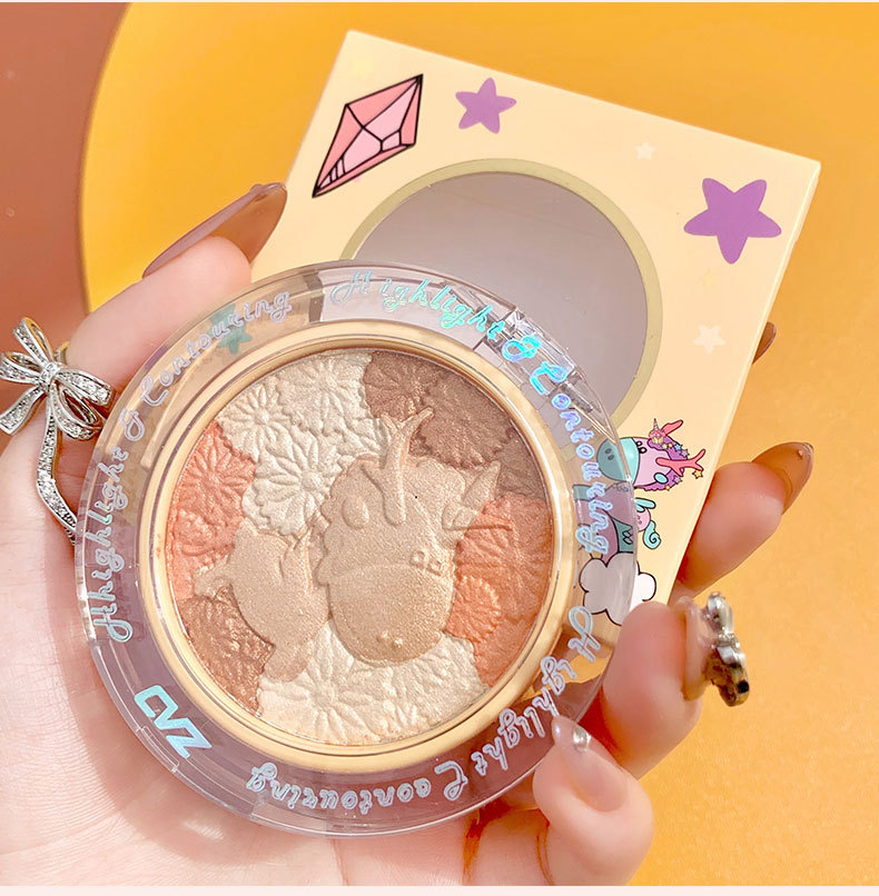CVZ Unicorn 4-Color Highlight Repair Blusher Plate Nose Shadow Pearlescent Highlight Champagne Gold Three-Dimensional Repair Highlight Powder CVZ Unicorn 4-Color Highlight Repair Blusher Plate Nose Shadow Pearlescent Highlight Champagne Gold Three-Dimensional Repair Highlight Powder