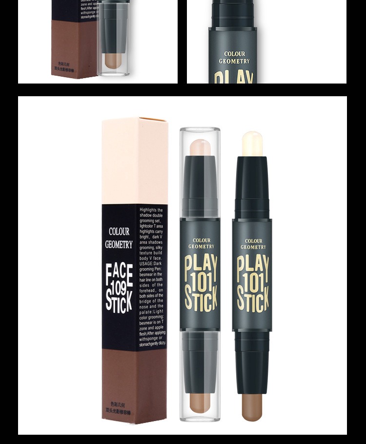 Highlight Contour Stick Female Dual Head Dual-Use Nose Shadow Repair Highlight Powder Concealer Shadow Small V Face Factory Direct Supply Highlight Contour Stick Female Dual Head Dual-Use Nose Shadow Repair Highlight Powder Concealer Shadow Small V Face Factory Direct Supply