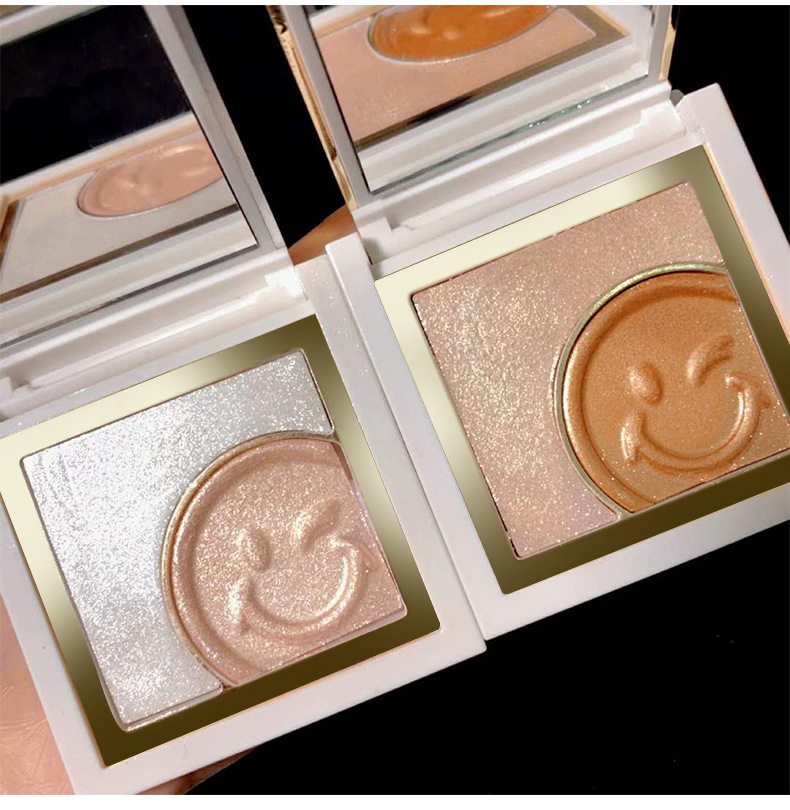 Smiley Face Highlight Reverse Charm Highlight Powder Contour Compact Two-Tone Thin And Glittering Beginner Highlight Brighten Skin Color Smiley Face Highlight Reverse Charm Highlight Powder Contour Compact Two-Tone Thin And Glittering Beginner Highlight Brighten Skin Color