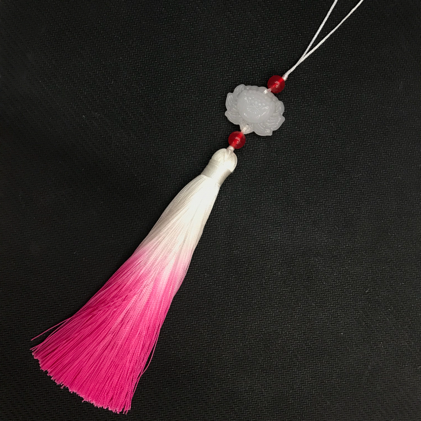 Ancient Style White Jade Lotus Gradient Spike Ancient Style Han Chinese Clothing Cheongsam Garment Front Decorative Button Pendant Chinese Knot Pendant Tassel Wholesale Ancient Style White Jade Lotus Gradient Spike Ancient Style Han Chinese Clothing Cheongsam Garment Front Decorative Button Pendant Chinese Knot Pendant Tassel Wholesale