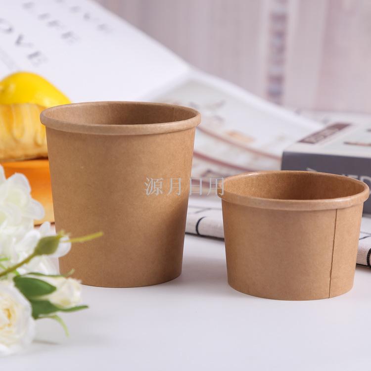 Disposable Kraft Paper Soup Bucket Soup Cups Takeaway Fast Food Box Paper Bowl to-Go Box Soup Bowl Porridge Bucket Custom Logo