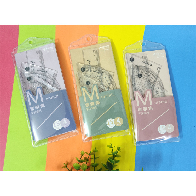 Suyaji Set Ruler Stationery Office Student Learning Drawing Ruler Set Ruler Measuring Tape Triangular Plate Four-Piece Set