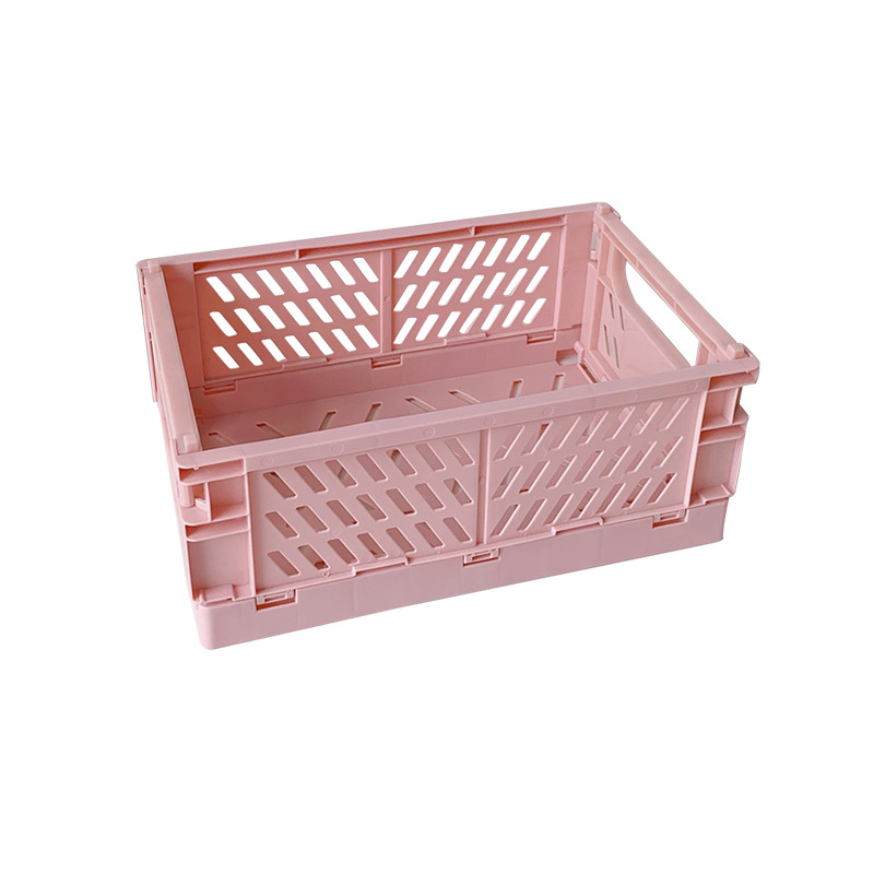 Korean Ins Foldable Plastic Storage Box Student Desktop Finishing Journal Tape Stationery Skin Care Products Storage Basket