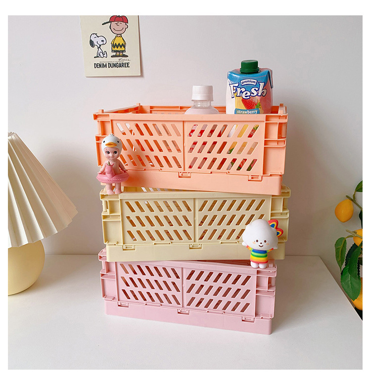 Korean Ins Foldable Plastic Storage Box Student Desktop Finishing Journal Tape Stationery Skin Care Products Storage Basket Korean Ins Foldable Plastic Storage Box Student Desktop Finishing Journal Tape Stationery Skin Care Products Storage Basket