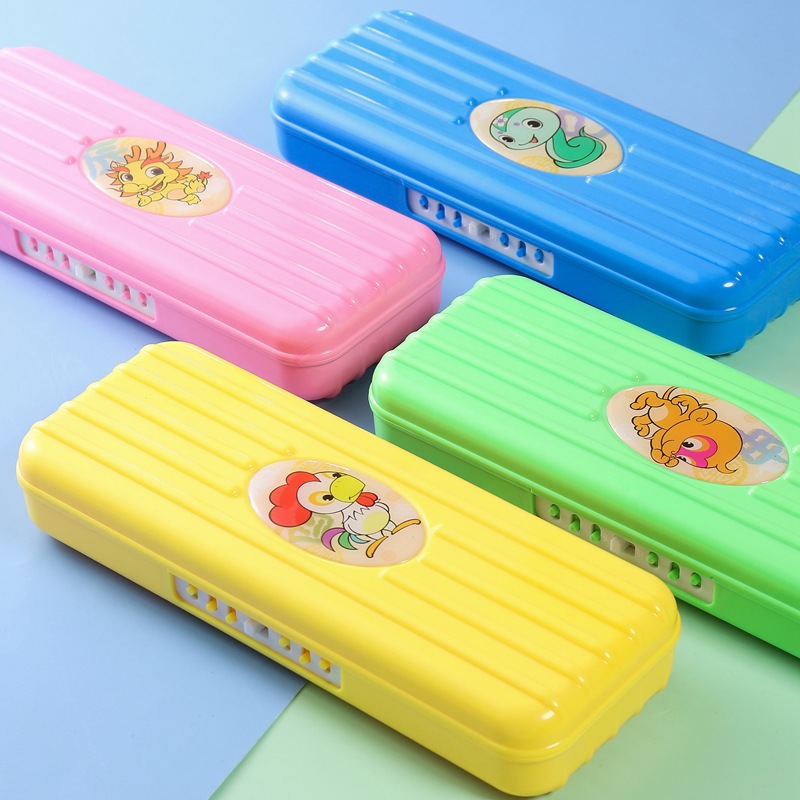 Factory Direct Sales Plastic Pencil-Box Creative Password Pencil Case Double Layer Large Capacity Pen Case Pencil Case Customized Wholesale