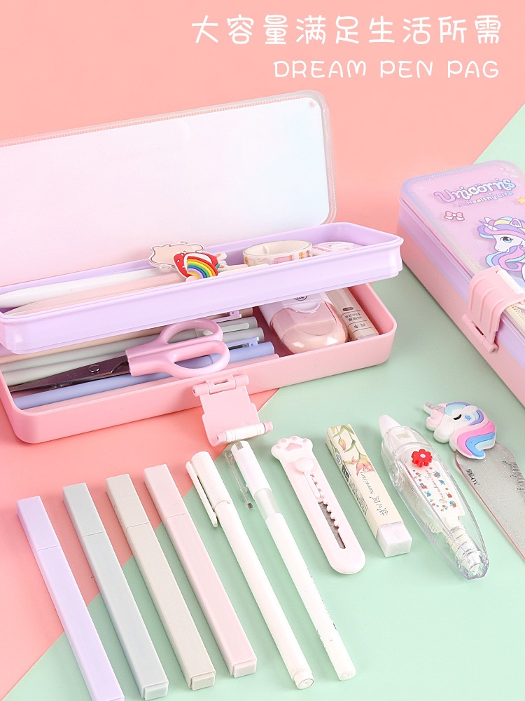 Primary School News New Quicksand Plastic Pencil-Box Primary School Student Cartoon File Bag Multifunctional Pencil Case Double-Layer Pencil Case Primary School News New Quicksand Plastic Pencil-Box Primary School Student Cartoon File Bag Multifunctional Pencil Case Double-Layer Pencil Case
