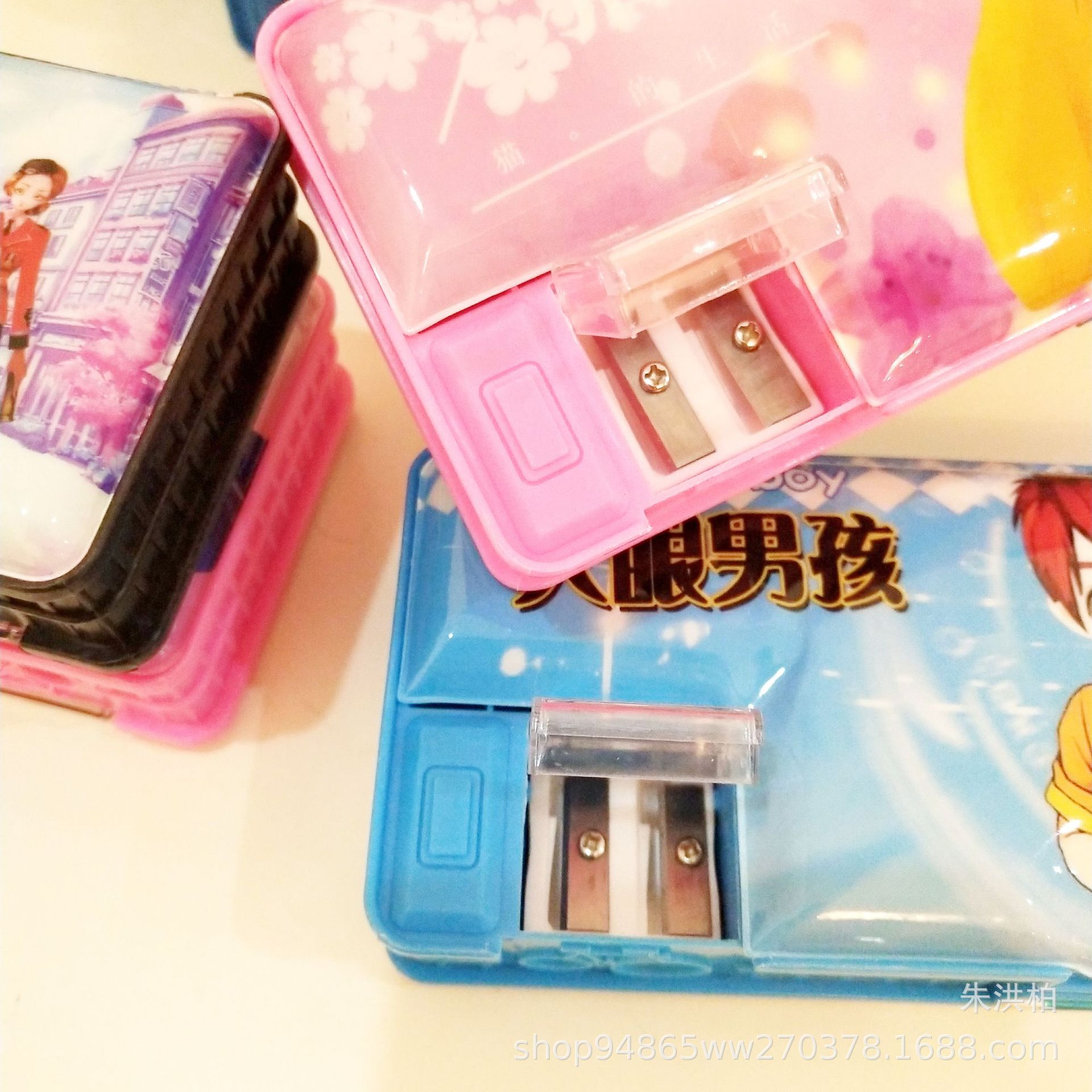 Double-Sided Plastic Pencil-Box for Primary and Secondary School Students Pencil Box Double Open with Double Holes Pencil Sharpener Gift Stationery Wholesale Double-Sided Plastic Pencil-Box for Primary and Secondary School Students Pencil Box Double Open with Double Holes Pencil Sharpener Gift Stationery Wholesale