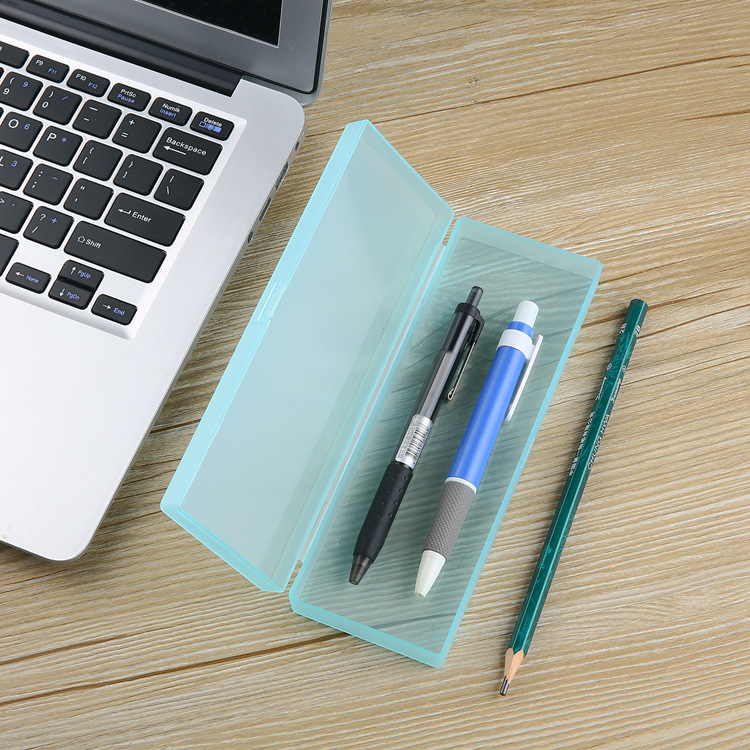 Japanese and Korean Simple Translucent Lead Pencil Case Frosted Plastic Pen Box Pencil Case Children Student Pp Plastic Pencil-Box