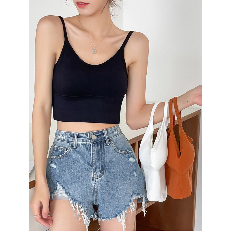 Tube Top Bra Strap Chest Pad Camisole Women&#039;s Summer Outer Wear Underwear Tube Top Sports U-Shaped Thread Card Beauty Back