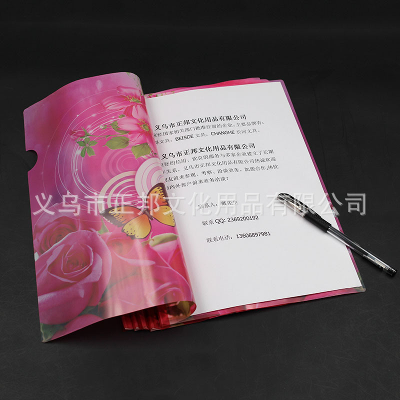 Factory Direct Sales A4 Transparent Cartoon Flowers and Plants Printing Stick File Folder Color Pattern Pp/PVC Book Wallet Customization