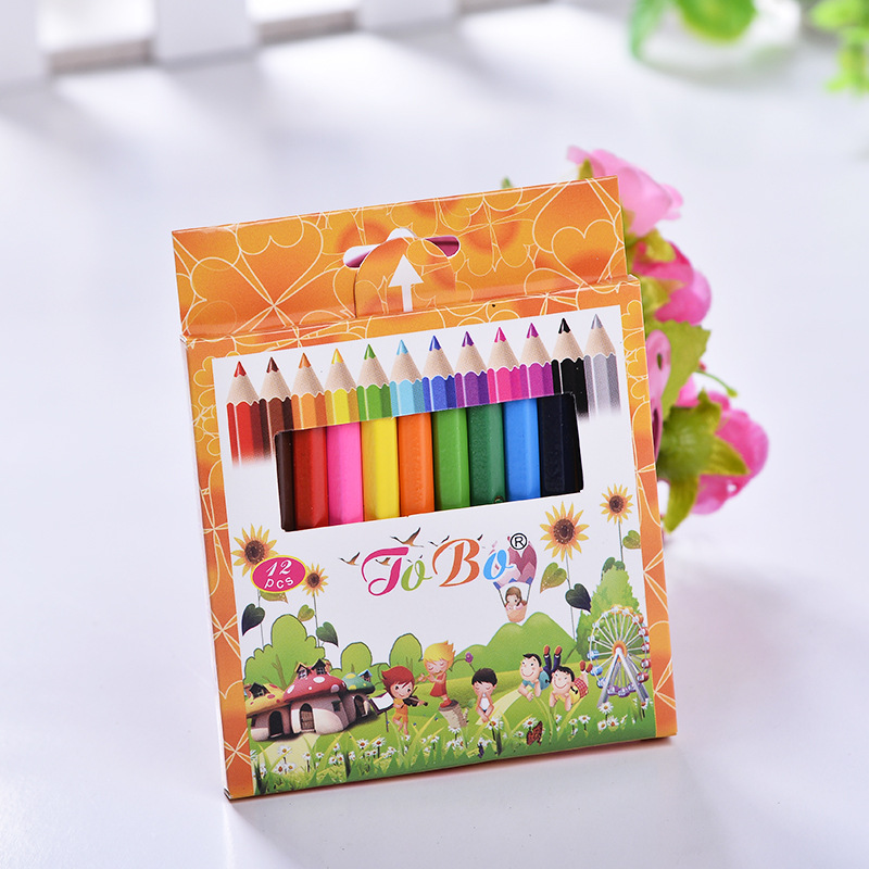Color Pencil Short 12 Color Children Environmental Protection Drawing and Painting Pencil Stationery Wholesale Foreign Trade Color Pencil Short 12 Color Children Environmental Protection Drawing and Painting Pencil Stationery Wholesale Foreign Trade