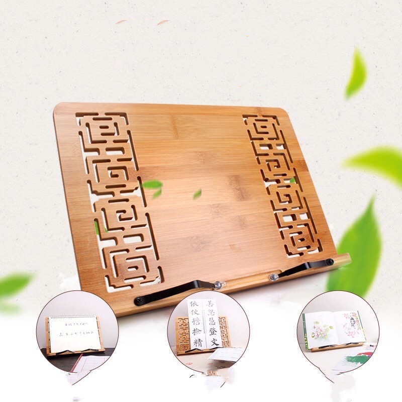 Bamboo Hollow Copyboy Stand Writing Brush Calligraphy Stand Calligraphy Reading Rack Bamboo Wooden Book Shelf Book Easel Wholesale