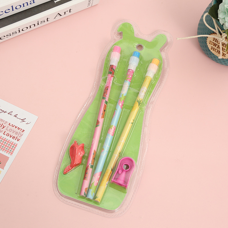 Creative Cartoon Big Skin Head Pencil with Pencil Sharpener Pencil Grip Plastic Blister Card Fruit round Brush Pot Writing Pencil Wholesale Creative Cartoon Big Skin Head Pencil with Pencil Sharpener Pencil Grip Plastic Blister Card Fruit round Brush Pot Writing Pencil Wholesale