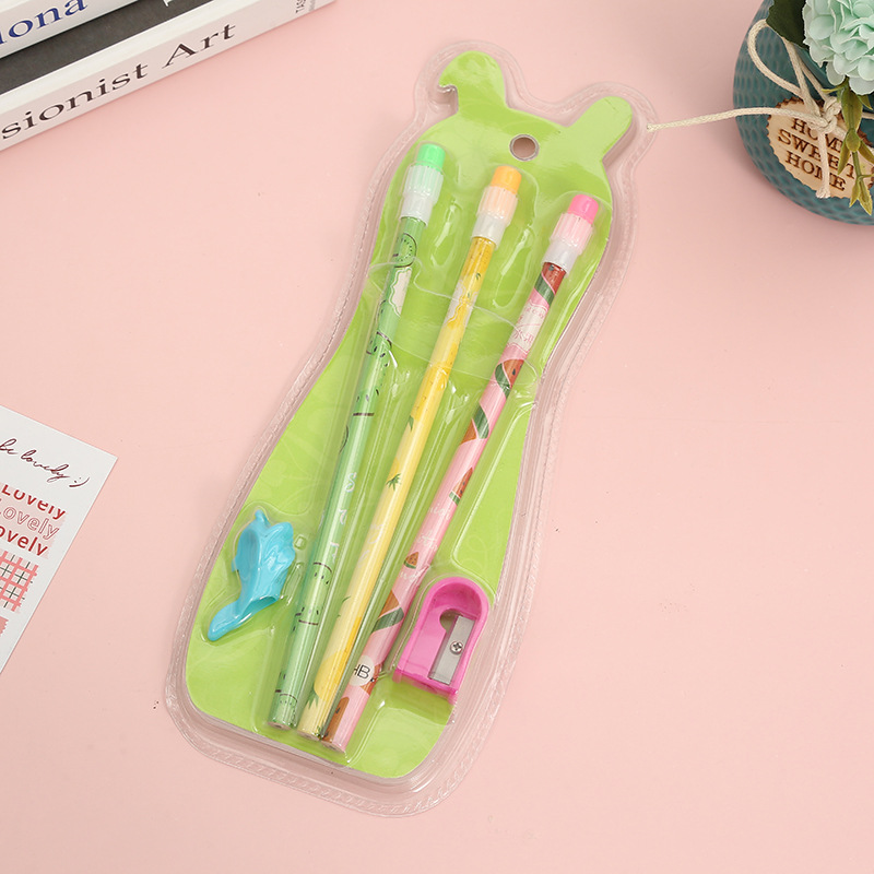 Creative Cartoon Big Skin Head Pencil with Pencil Sharpener Pencil Grip Plastic Blister Card Fruit round Brush Pot Writing Pencil Wholesale Creative Cartoon Big Skin Head Pencil with Pencil Sharpener Pencil Grip Plastic Blister Card Fruit round Brush Pot Writing Pencil Wholesale