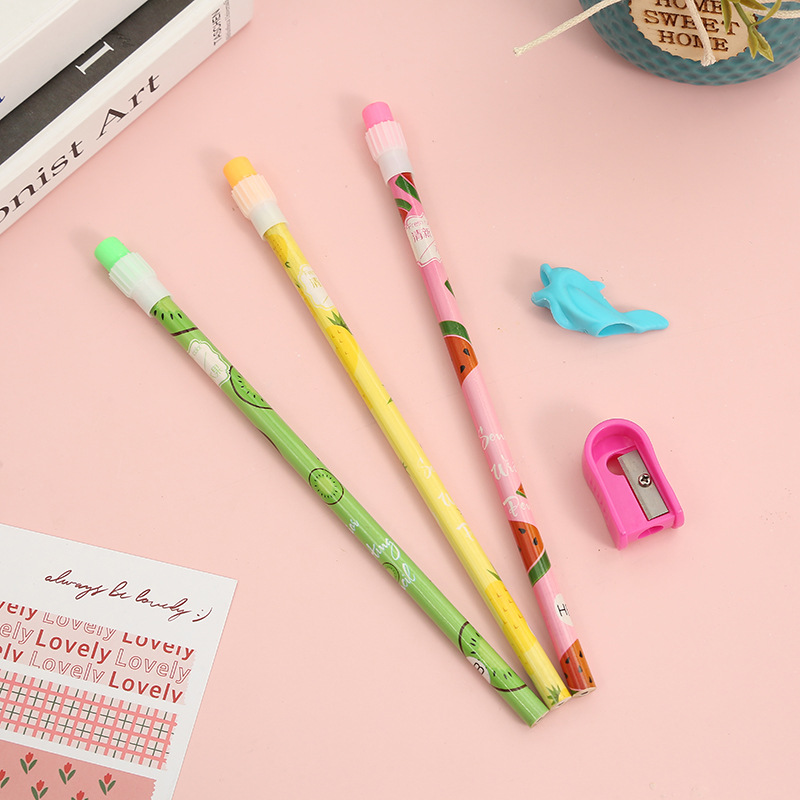 Creative Cartoon Big Skin Head Pencil with Pencil Sharpener Pencil Grip Plastic Blister Card Fruit round Brush Pot Writing Pencil Wholesale Creative Cartoon Big Skin Head Pencil with Pencil Sharpener Pencil Grip Plastic Blister Card Fruit round Brush Pot Writing Pencil Wholesale