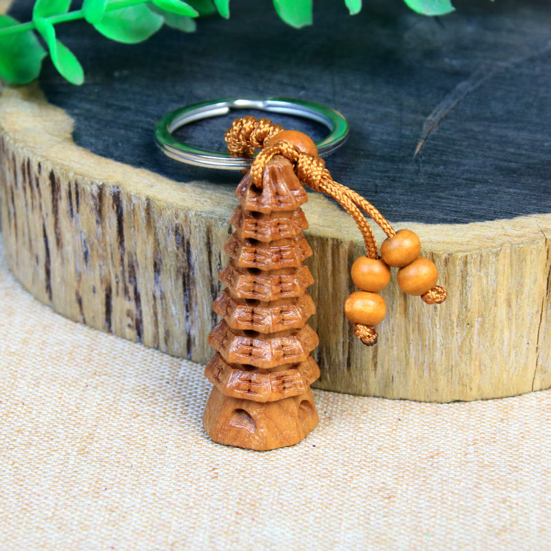 Student Aid Exam Lucky Gift Blessing Wenchang Tower Writing Brush Mahogany Keychain College Entrance Examination Gold Ranking Title Pendant