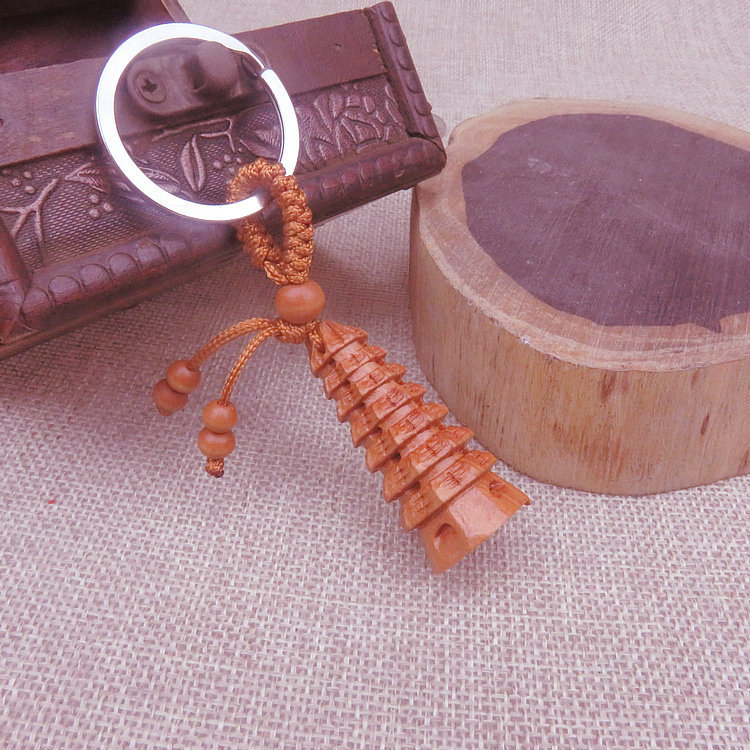 Student Aid Exam Lucky Gift Blessing Wenchang Tower Writing Brush Mahogany Keychain College Entrance Examination Gold Ranking Title Pendant