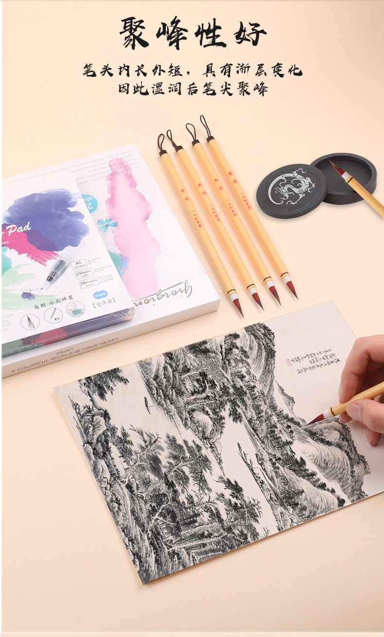 Rabbit's Hair Handmade Soft Writing Brush Watercolor Brush Giorgione Wholesale Comic Hand Draw Hook Line Pen Watercolor Writing Brush Rabbit's Hair Handmade Soft Writing Brush Watercolor Brush Giorgione Wholesale Comic Hand Draw Hook Line Pen Watercolor Writing Brush